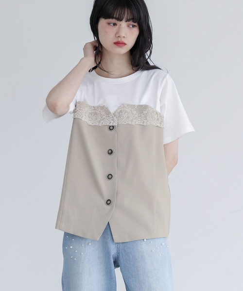 somari imagination(ソマリ イマジネーション)の「『ビスチェドッキングカットソー』(Tシャツ/カットソー・レディース・ベージュ/チャコール・1/2)」の3枚目の写真