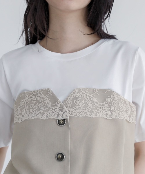 somari imagination(ソマリ イマジネーション)の「『ビスチェドッキングカットソー』(Tシャツ/カットソー・レディース・ベージュ/チャコール・1/2)」の5枚目の写真