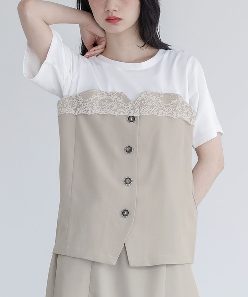 somari imagination(ソマリ イマジネーション)の「『ビスチェドッキングカットソー』(Tシャツ/カットソー・レディース・ベージュ/チャコール・1/2)」の10枚目の写真