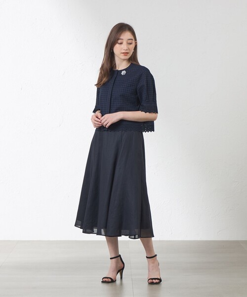 amaca（アマカ）の「ポリエステルオーガンジーフリルスカート（スカート・レディース・ネイビー/ベージュ/グリーン系その他3・38/40）」の6枚目の写真