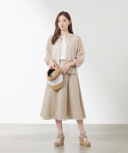 amaca（アマカ）の「ポリエステルオーガンジーフリルスカート（スカート・レディース・ネイビー/ベージュ/グリーン系その他3・38/40）」の5枚目の写真