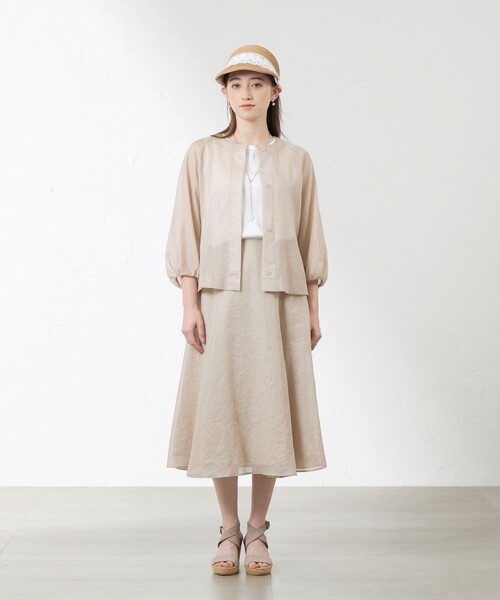 amaca（アマカ）の「ポリエステルオーガンジーフリルスカート（スカート・レディース・ネイビー/ベージュ/グリーン系その他3・38/40）」の4枚目の写真