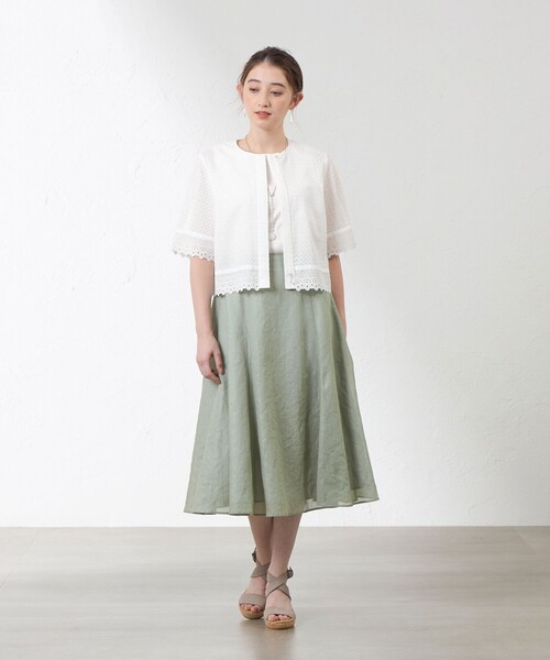 amaca（アマカ）の「ポリエステルオーガンジーフリルスカート（スカート・レディース・ネイビー/ベージュ/グリーン系その他3・38/40）」の12枚目の写真