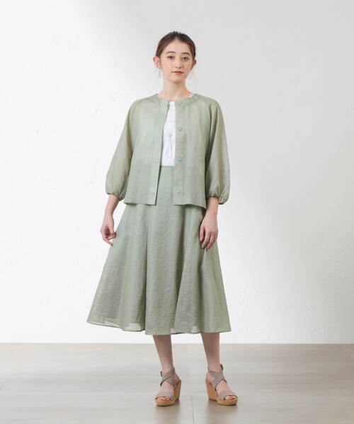 アマカ 美品 AMACA ポリエステルオーガンジーフリルスカート 38 ポリエステルオーガンジーフリルスカート(スカート)｜AMACA