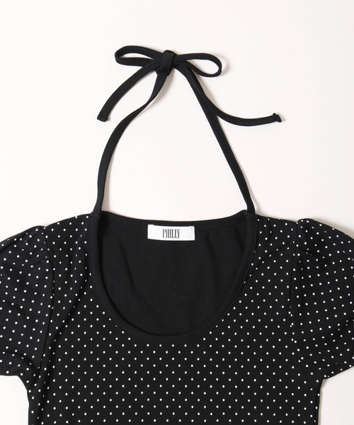 PHILLY（フィリー）の「【PHILLY】チョーカーデザインドットトップス（Tシャツ/カットソー・レディース・アイボリー/ブラック/グレー・FREE）」の15枚目の写真