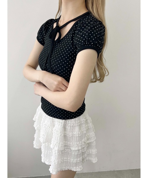 FUZZYKON 2way フェアリーグランジチョーカーデザイントップスtシャツ PHILLY】チョーカーデザインドットトップス（Tシャツ/カットソー