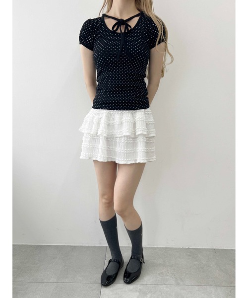 PHILLY（フィリー）の「【PHILLY】チョーカーデザインドットトップス（Tシャツ/カットソー・レディース・アイボリー/ブラック/グレー・FREE）」の7枚目の写真