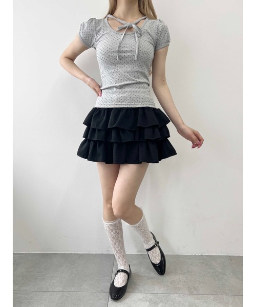 新品・未開封♡Darich♡レースチョーカーコンパクトTシャツ　BLK レッスン着 トップス チョーカー レース ブラック 半袖