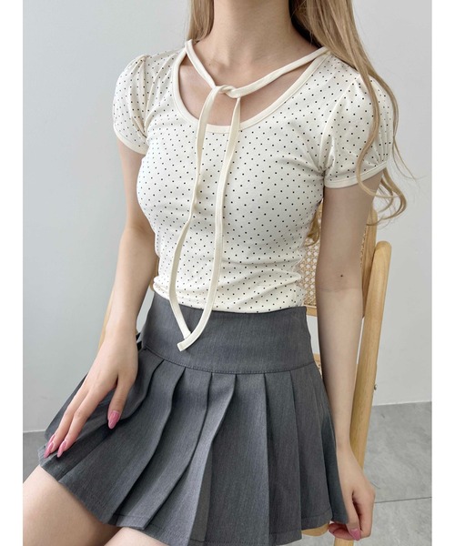 PHILLY（フィリー）の「【PHILLY】チョーカーデザインドットトップス（Tシャツ/カットソー・レディース・アイボリー/ブラック/グレー・FREE）」の22枚目の写真