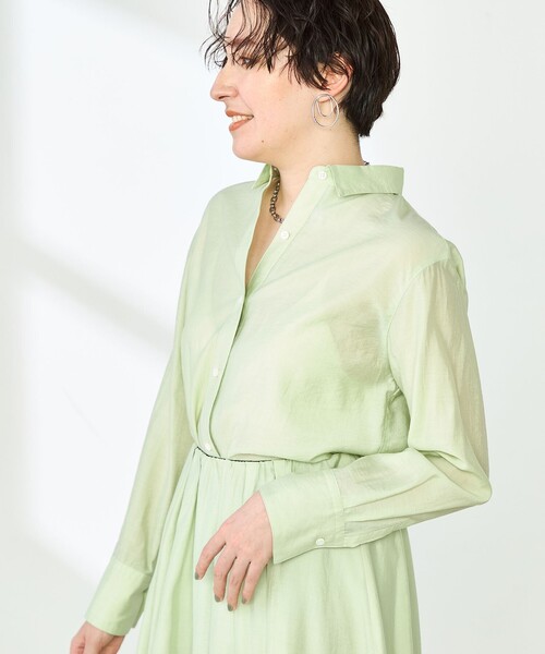 NOLLEY’S Sophi（ノーリーズソフィ）の「《セットアップ対応》シアーローン２WAYシャツ（シャツ/ブラウス・レディース・ホワイト/チャコールグレー/ライトグリーン/ベビーピンク/ミント/ライトブルー/ブラウン系その他7・38/36）」の4枚目の写真