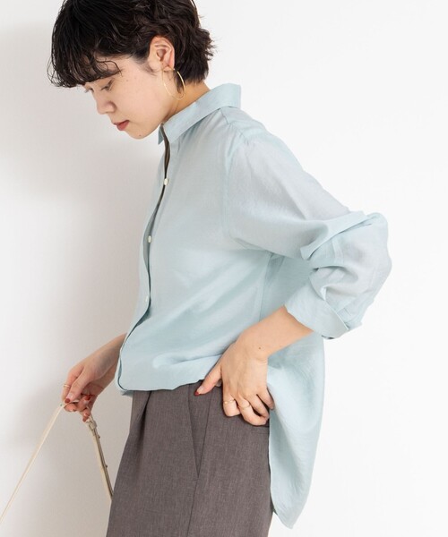 NOLLEY’S Sophi（ノーリーズソフィ）の「《セットアップ対応》シアーローン２WAYシャツ（シャツ/ブラウス・レディース・ホワイト/チャコールグレー/ライトグリーン/ベビーピンク/ミント/ライトブルー/ブラウン系その他7・38/36）」の15枚目の写真