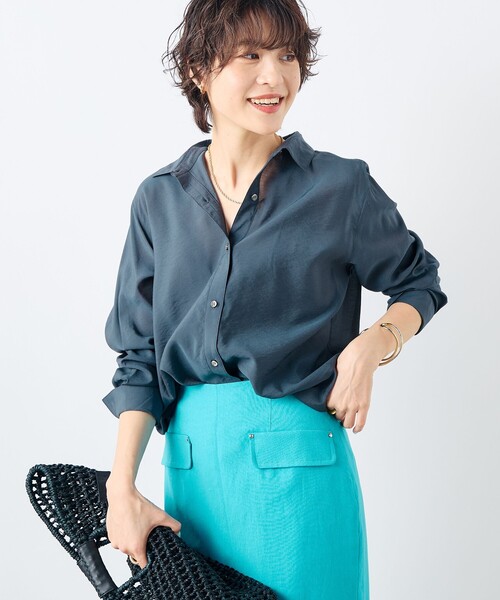 NOLLEY’S Sophi（ノーリーズソフィ）の「《セットアップ対応》シアーローン２WAYシャツ（シャツ/ブラウス・レディース・ホワイト/チャコールグレー/ライトグリーン/ベビーピンク/ミント/ライトブルー/ブラウン系その他7・38/36）」の18枚目の写真