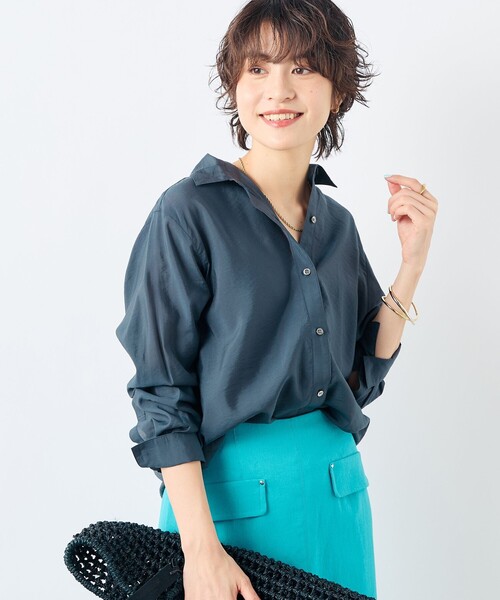 NOLLEY’S Sophi（ノーリーズソフィ）の「《セットアップ対応》シアーローン２WAYシャツ（シャツ/ブラウス・レディース・ホワイト/チャコールグレー/ライトグリーン/ベビーピンク/ミント/ライトブルー/ブラウン系その他7・38/36）」の20枚目の写真