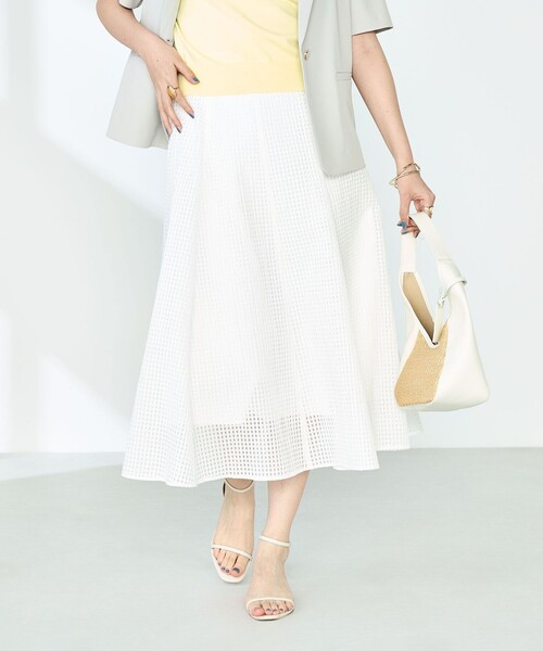 新品！　ノーリーズソフィー　シアーローンフレアスカート　サックス　34サイズ ノーリーズソフィー NOLLEY'S sophi 《セットアップ対応》シアー