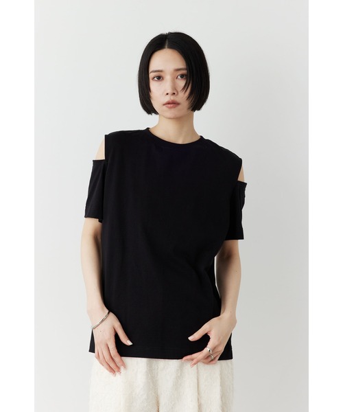 Limue(リミュ)の「カッティングデザイントップス(Tシャツ/カットソー・レディース・ブラック/オフホワイト・FREE)」の2枚目の写真