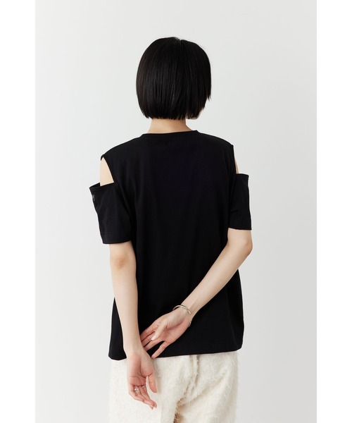 Limue(リミュ)の「カッティングデザイントップス(Tシャツ/カットソー・レディース・ブラック/オフホワイト・FREE)」の11枚目の写真