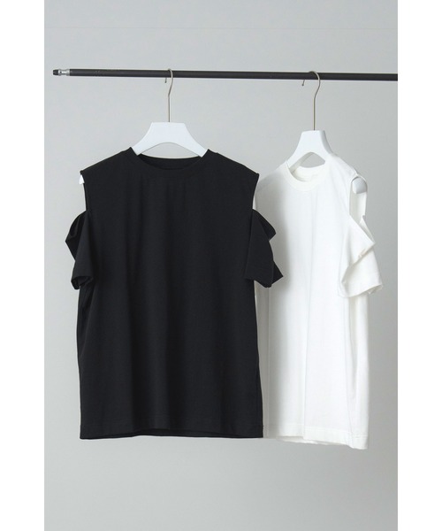 Limue(リミュ)の「カッティングデザイントップス(Tシャツ/カットソー・レディース・ブラック/オフホワイト・FREE)」の18枚目の写真