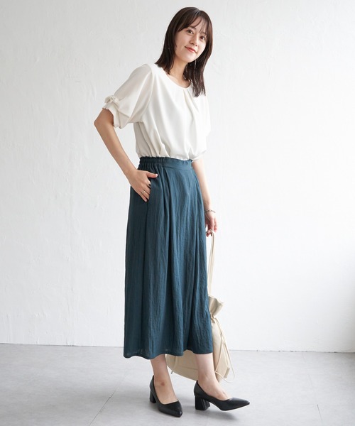 ikka(イッカ)の「【接触冷感】冷感スラブタックスカーチョ(その他パンツ・レディース・ダークグリーン/ブラック/ブルー/オレンジ/グレー・S/L/M)」の10枚目の写真