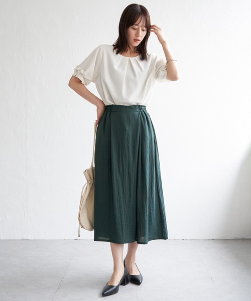ikka(イッカ)の「【接触冷感】冷感スラブタックスカーチョ(その他パンツ・レディース・ダークグリーン/ブラック/ブルー/オレンジ/グレー・S/L/M)」の14枚目の写真