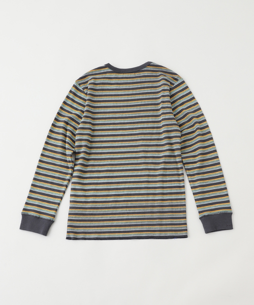 WOKE EDGE（ウォークエッジ）の「WOKE EDGE / ウォークエッジ GLIT BORDER THERMAL（Tシャツ/カットソー・メンズ・ホワイト/ブラック・MEDIUM/LARGE）」の3枚目の写真