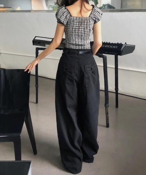 FREE STYLISTS(フリー スタイリスト)の「YUGA_YGMC Cocoon denim pants(デニムパンツ・レディース・ホワイト/ブラック・S/M/L)」の9枚目の写真