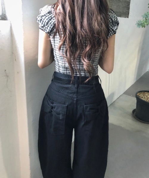 FREE STYLISTS(フリー スタイリスト)の「YUGA_YGMC Cocoon denim pants(デニムパンツ・レディース・ホワイト/ブラック・S/M/L)」の10枚目の写真