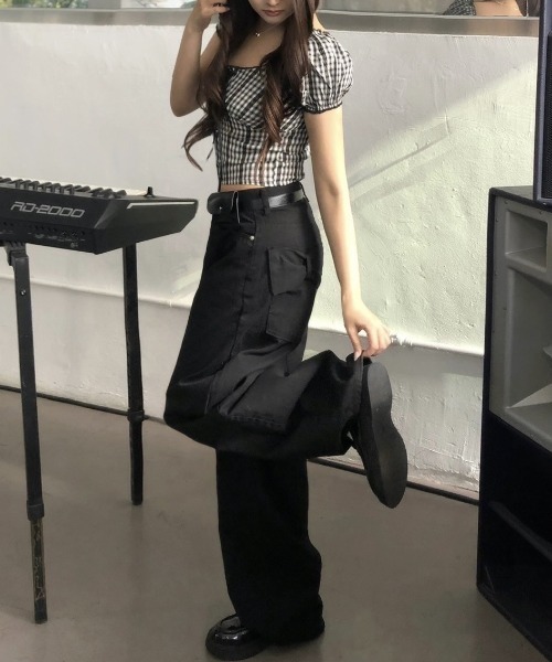 FREE STYLISTS(フリー スタイリスト)の「YUGA_YGMC Cocoon denim pants(デニムパンツ・レディース・ホワイト/ブラック・S/M/L)」の15枚目の写真
