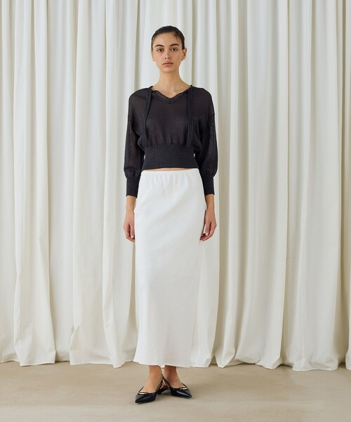 ソフトサテン エラスティックストレート スカート（スカート）｜DES