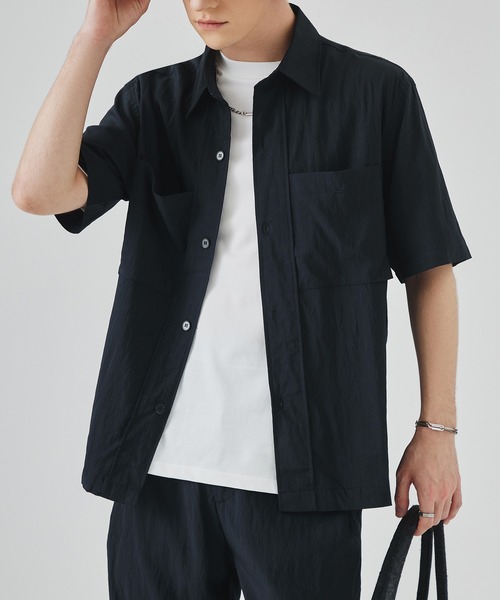 Cloudstyle（クラウドスタイル）の「【Cloudstyle】接触冷感 半袖 開襟シャツ＆セミワイドイージーパンツ 2点セット（セットアップ・メンズ・グリーン/ベージュ/ネイビー/ブラック・X-LARGE/LARGE/MEDIUM/SMALL）」の16枚目の写真