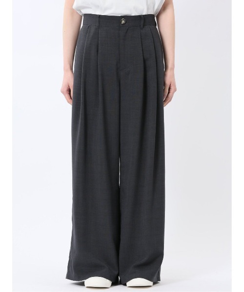 m.f.editorial(エムエフエディトリアル)の「【タンブラー加工】m.f.エディトリアル レディース タンブラーオックス ワイドパンツ(セットアップ可能)(スーツパンツ・レディース・グレー/ブラック・LARGE/MEDIUM)」の4枚目の写真