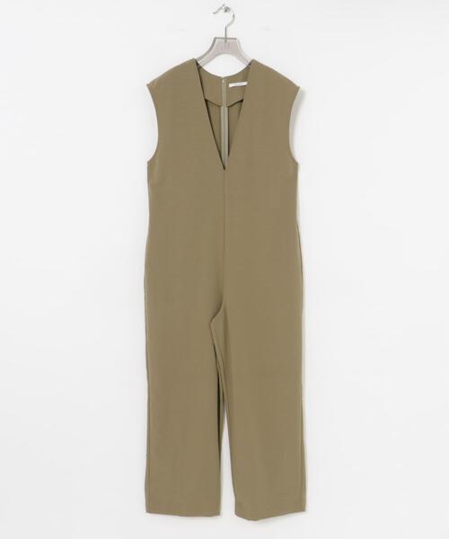 セール】『2サイズ展開』リネンライク深Vネックオールインワン