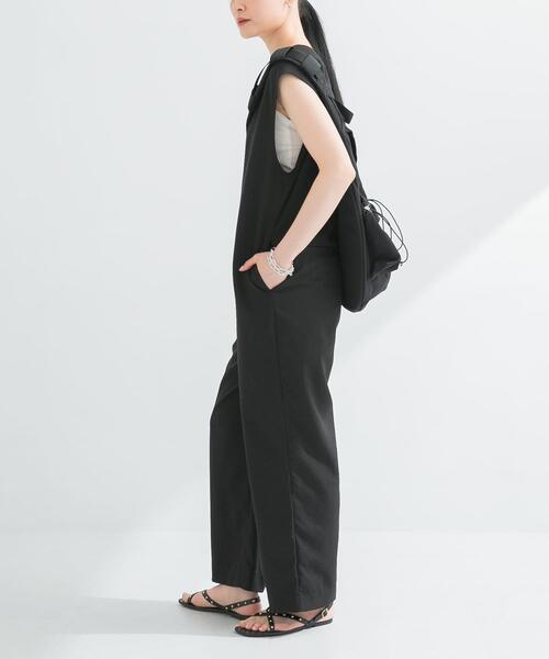 セール】『2サイズ展開』リネンライク深Vネックオールインワン