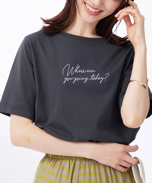 BELLUNA PLUS(ベルーナ)の「ヒンヤリ!着映えプリントプルオーバー(Tシャツ/カットソー・レディース・セージグリーン/グレー系その他/ピンク/チャコール・X-LARGE/MEDIUM/LARGE)」の3枚目の写真