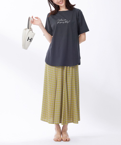 BELLUNA PLUS(ベルーナ)の「ヒンヤリ!着映えプリントプルオーバー(Tシャツ/カットソー・レディース・セージグリーン/グレー系その他/ピンク/チャコール・X-LARGE/MEDIUM/LARGE)」の7枚目の写真