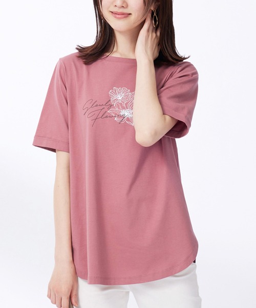 BELLUNA PLUS(ベルーナ)の「ヒンヤリ!着映えプリントプルオーバー(Tシャツ/カットソー・レディース・セージグリーン/グレー系その他/ピンク/チャコール・X-LARGE/MEDIUM/LARGE)」の8枚目の写真