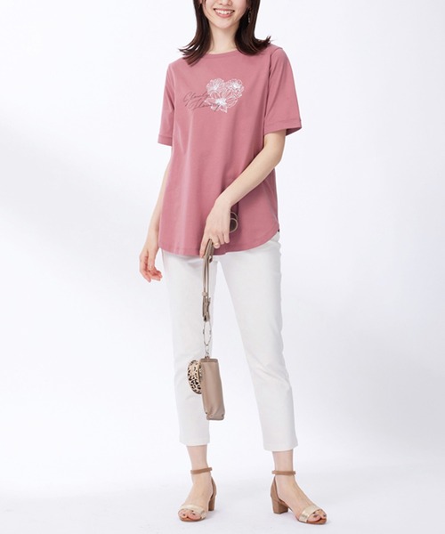 BELLUNA PLUS(ベルーナ)の「ヒンヤリ!着映えプリントプルオーバー(Tシャツ/カットソー・レディース・セージグリーン/グレー系その他/ピンク/チャコール・X-LARGE/MEDIUM/LARGE)」の9枚目の写真