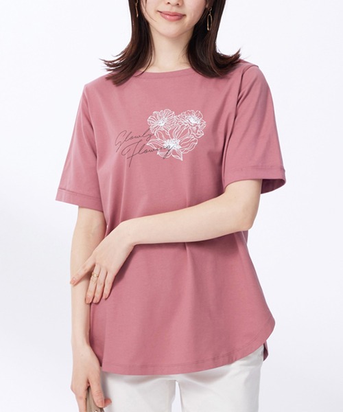 BELLUNA PLUS(ベルーナ)の「ヒンヤリ!着映えプリントプルオーバー(Tシャツ/カットソー・レディース・セージグリーン/グレー系その他/ピンク/チャコール・X-LARGE/MEDIUM/LARGE)」の10枚目の写真