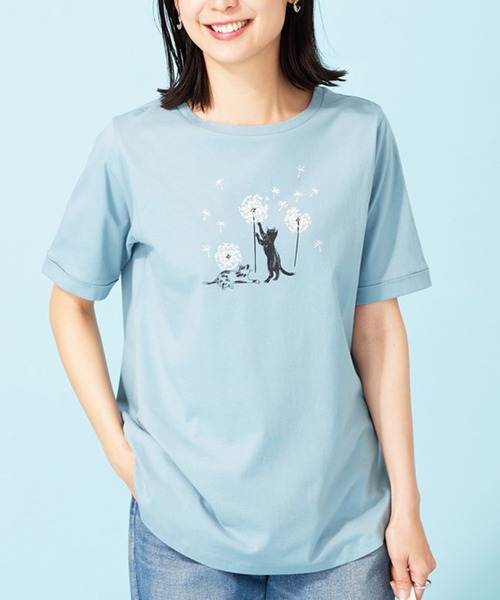 BELLUNA PLUS(ベルーナ)の「ヒンヤリ!着映えプリントプルオーバー(Tシャツ/カットソー・レディース・セージグリーン/グレー系その他/ピンク/チャコール・X-LARGE/MEDIUM/LARGE)」の13枚目の写真