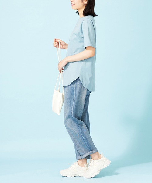 BELLUNA PLUS(ベルーナ)の「ヒンヤリ!着映えプリントプルオーバー(Tシャツ/カットソー・レディース・セージグリーン/グレー系その他/ピンク/チャコール・X-LARGE/MEDIUM/LARGE)」の14枚目の写真