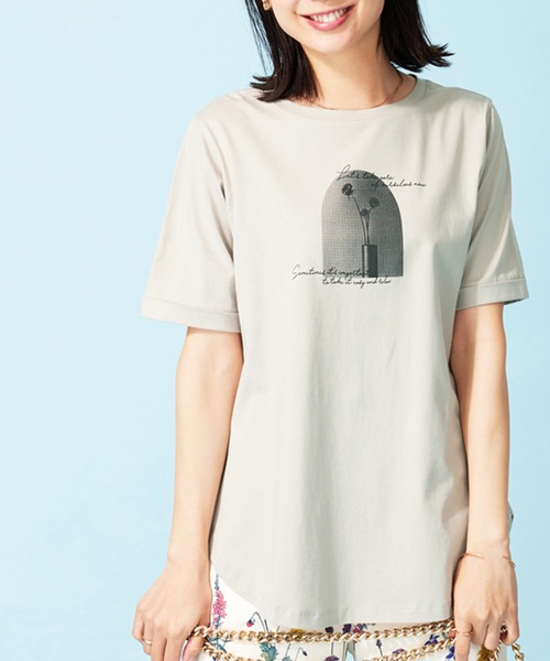 BELLUNA PLUS(ベルーナ)の「ヒンヤリ!着映えプリントプルオーバー(Tシャツ/カットソー・レディース・セージグリーン/グレー系その他/ピンク/チャコール・X-LARGE/MEDIUM/LARGE)」の22枚目の写真