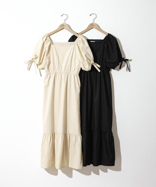flower(フラワー)の「ナチュラルパフワンピース(ワンピース・レディース・アイボリー/ブラック・FREE)」の6枚目の写真