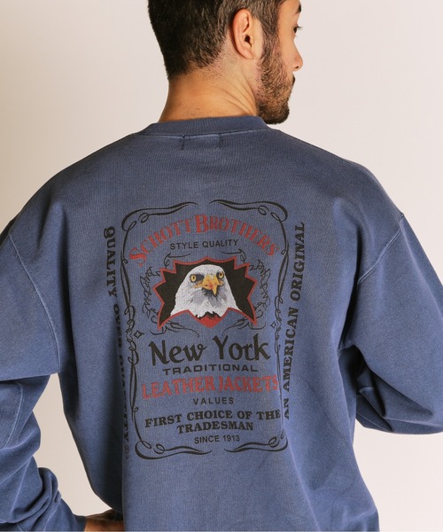 Schott(ショット)の「Schott/ショット/PIGMENT EAGLE CREW SWEAT/ピグメント イーグル クルースウェット(スウェット・メンズ・ブラック/ネイビー・XL/L/M/2XL)」の2枚目の写真