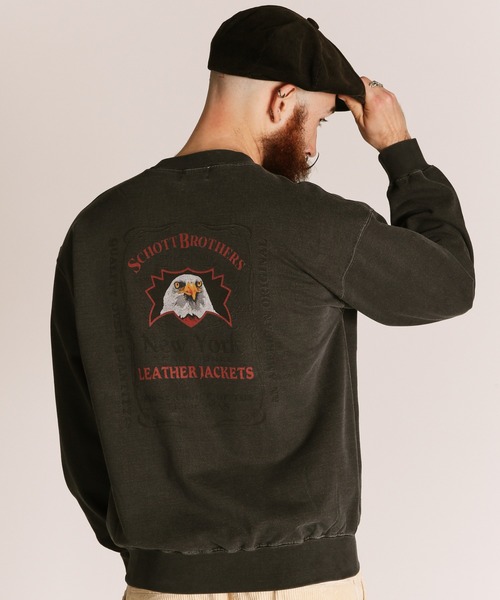 Schott(ショット)の「Schott/ショット/PIGMENT EAGLE CREW SWEAT/ピグメント イーグル クルースウェット(スウェット・メンズ・ブラック/ネイビー・XL/L/M/2XL)」の3枚目の写真