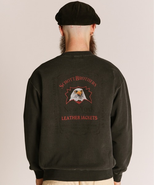 Schott(ショット)の「Schott/ショット/PIGMENT EAGLE CREW SWEAT/ピグメント イーグル クルースウェット(スウェット・メンズ・ブラック/ネイビー・XL/L/M/2XL)」の8枚目の写真
