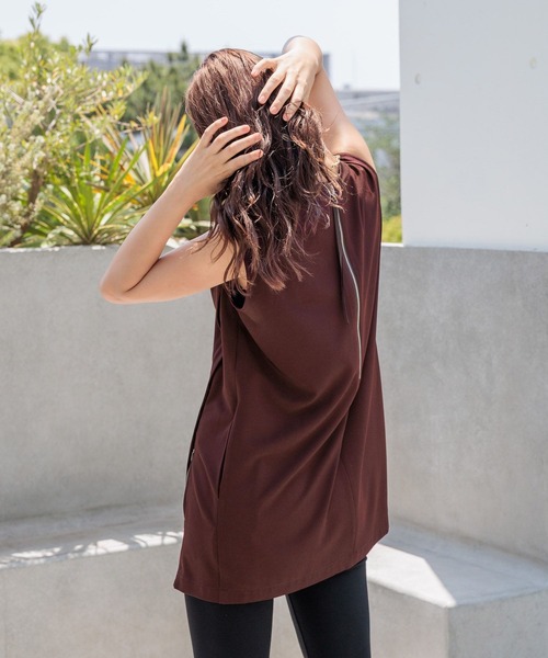 HEREIAM（ヘレイアム）の「【HEREIAM】イージーツイルノースリーブチュニック（Tシャツ/カットソー・レディース・ネイビー/バーガンディー・FREE）」の5枚目の写真