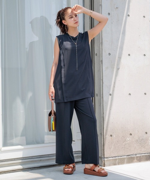 HEREIAM（ヘレイアム）の「【HEREIAM】イージーツイルノースリーブチュニック（Tシャツ/カットソー・レディース・ネイビー/バーガンディー・FREE）」の11枚目の写真