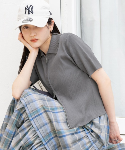 RAGEBLUE（レイジブルー）の「Wジップコンパクトリブニットカーディガン（ニット/セーター・レディース・グレー/レッド/ネイビー・FREE）」の9枚目の写真