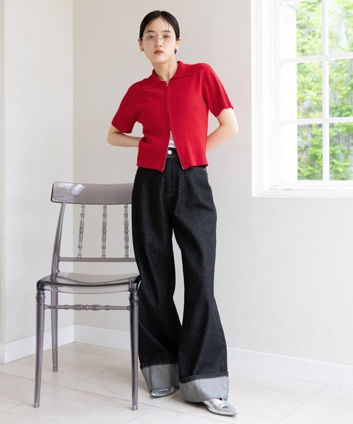 RAGEBLUE（レイジブルー）の「Wジップコンパクトリブニットカーディガン（ニット/セーター・レディース・グレー/レッド/ネイビー・FREE）」の10枚目の写真