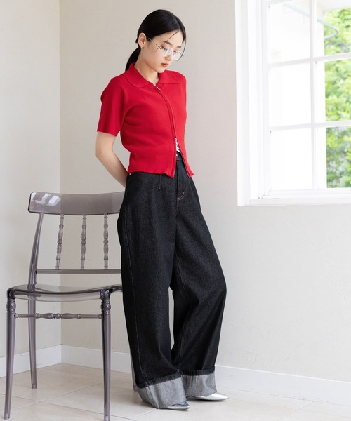 RAGEBLUE（レイジブルー）の「Wジップコンパクトリブニットカーディガン（ニット/セーター・レディース・グレー/レッド/ネイビー・FREE）」の11枚目の写真