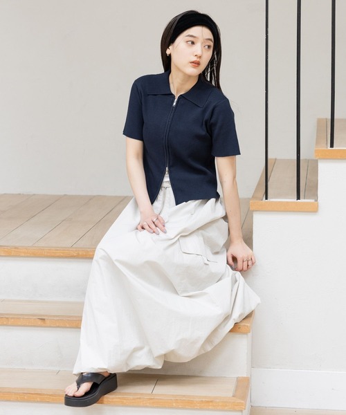 RAGEBLUE（レイジブルー）の「Wジップコンパクトリブニットカーディガン（ニット/セーター・レディース・グレー/レッド/ネイビー・FREE）」の15枚目の写真